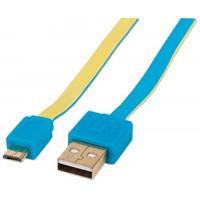 CABLE USB V2 A-MICRO B, BLISTER PLANO 1.0M AZUL/AMARILLO MANHATTAN