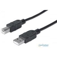 CABLE USB 2.0 MANHATTAN A-B DE 1.8 MTS NEGRO MANHATTAN