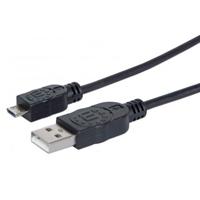 CABLE USB 2.0 TIPO A - MICRO USB 0.5 MTS NEGRO P/DISPOSITIVOS MOVILES MANHATTAN