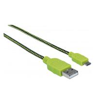 [1980_352765-MANHATTAN] CABLE USB V2 A-MICRO B, BOLSA TEXTIL 1.8M VERDE/NEGRO MANHATTAN MANHATTAN