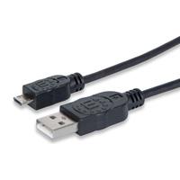 CABLE USB V2 A-MICRO B, BLISTER PVC 0.5M NEGRO MANHATTAN