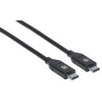 CABLE MANHATTAN USB-C V2.0, C-C 2.0MTS NEGRO 480MBPS 5A MANHATTAN