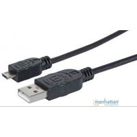 CABLE USB 2.0 TIPO A - MICRO USB 1.8 MTS NEGRO P/DISPOSITIVOS MOVILES MANHATTAN