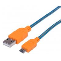 CABLE MANHATTAN USB 2.0 TIPO A - MICRO B USB 1.0 MTS AZUL/NARANJA P/DISPOSITIVOS MOVILES MANHATTAN