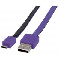 CABLE MANHATTAN USB V2.0 A-MICRO B 1.0M PLANO NEGRO/MORADO MANHATTAN